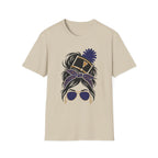 Blue Messy Bun Band Mom Headshot Tee