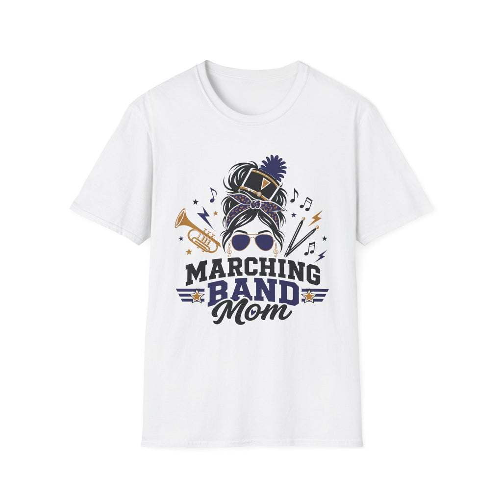 Blue Messy Bun Marching Band Mom Tee