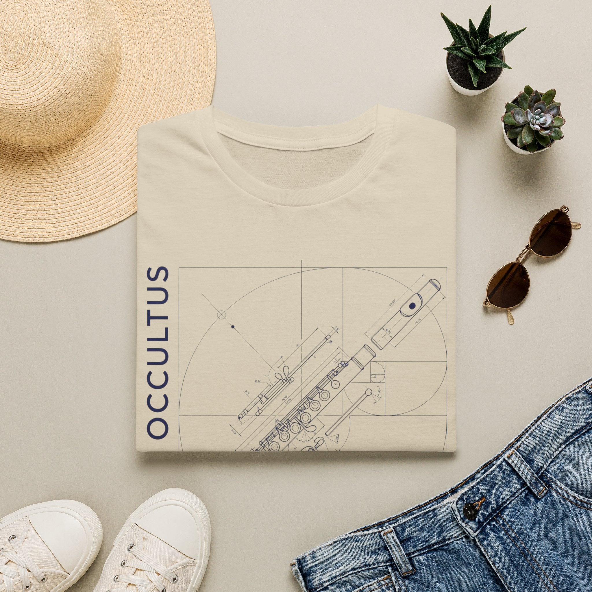 Copy of Flute Blueprint Tee — Sonus Occultus Minimalist Musician T-Shirt
