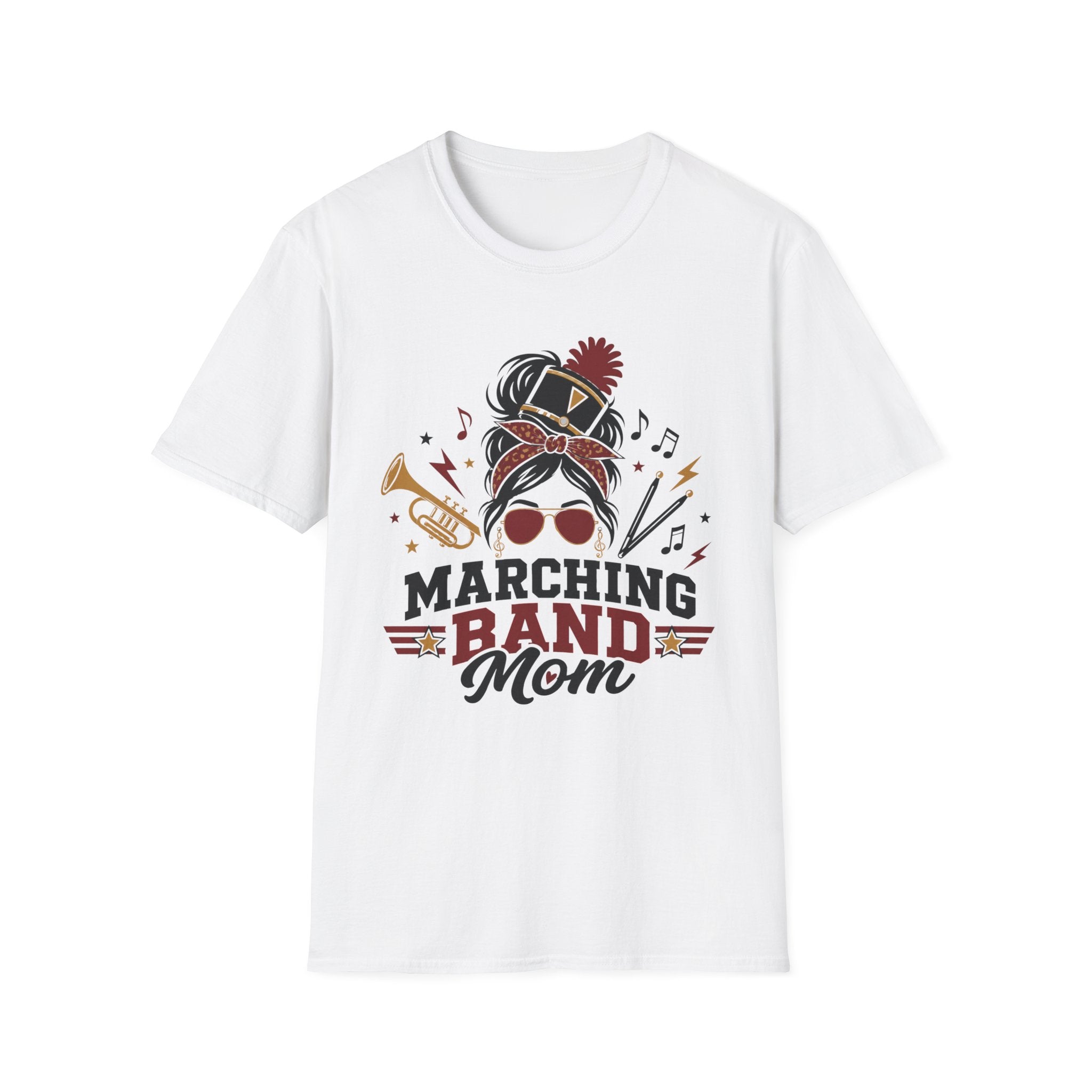 Red Messy Bun Marching Band Mom Tee