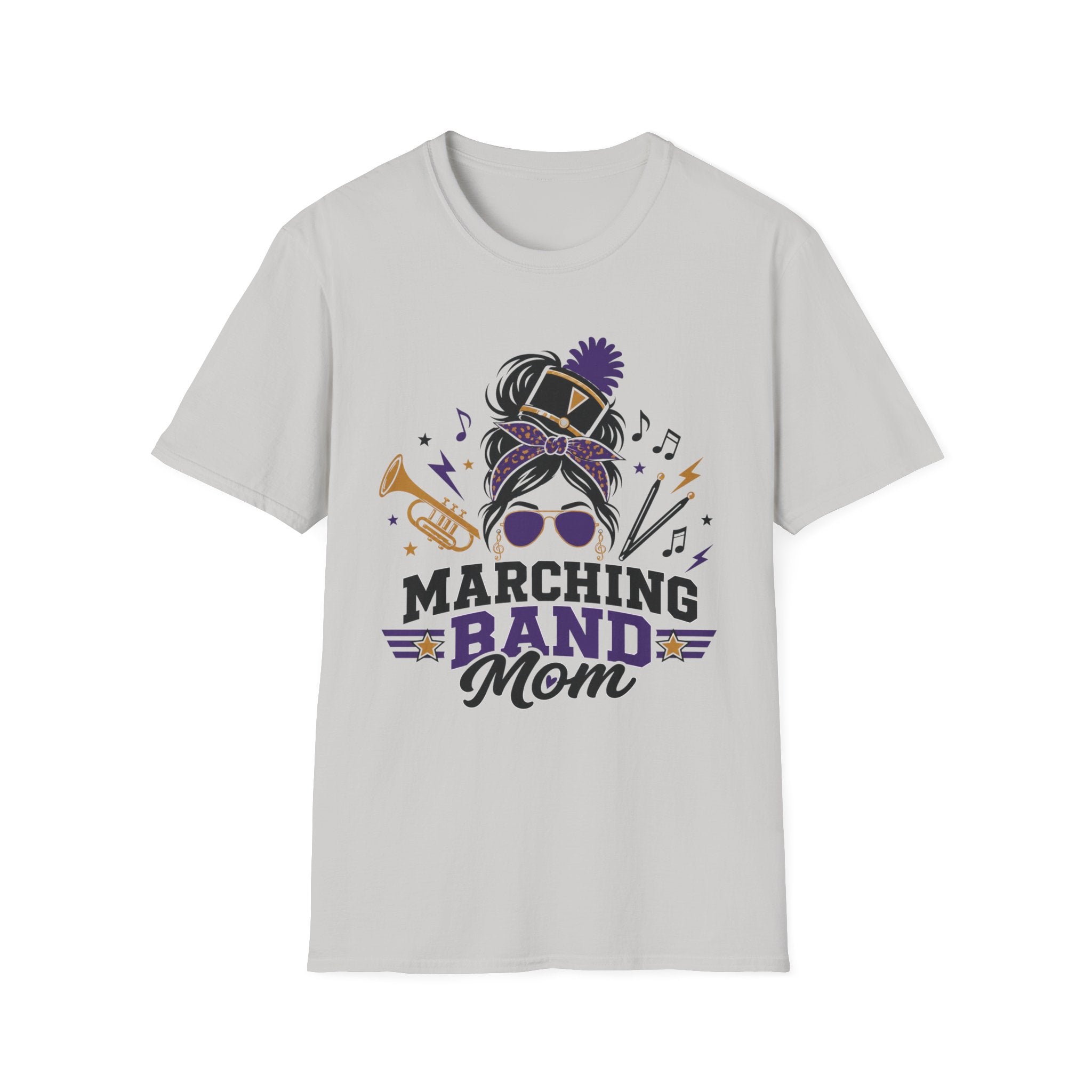 Purple Messy Bun Marching Band Mom Tee