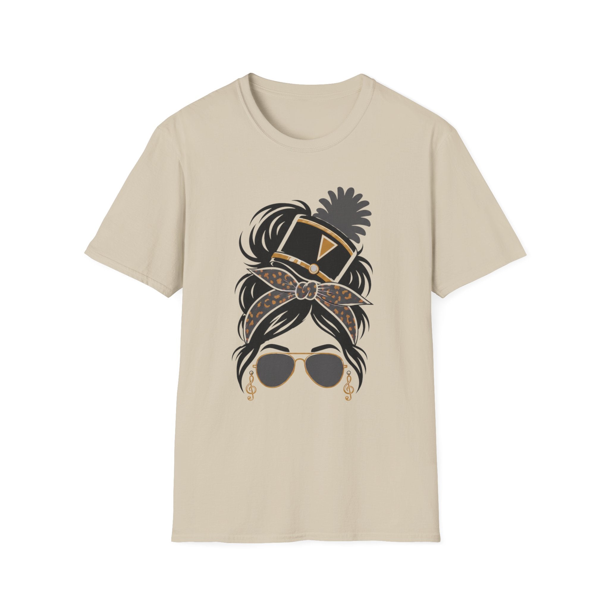 Gray Messy Bun Band Mom Headshot Tee