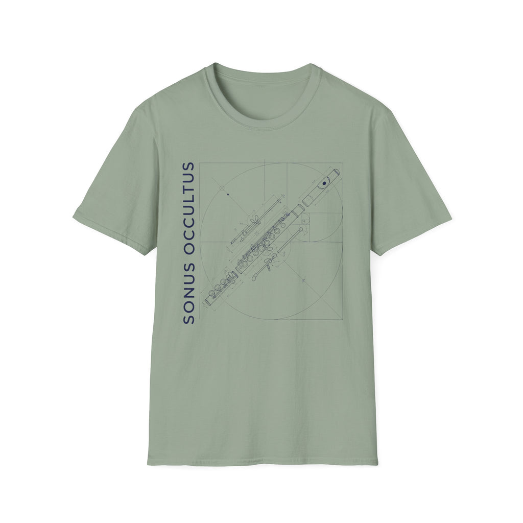 Flute Blueprint Tee — Sonus Occultus Minimalist Musician T-Shirt