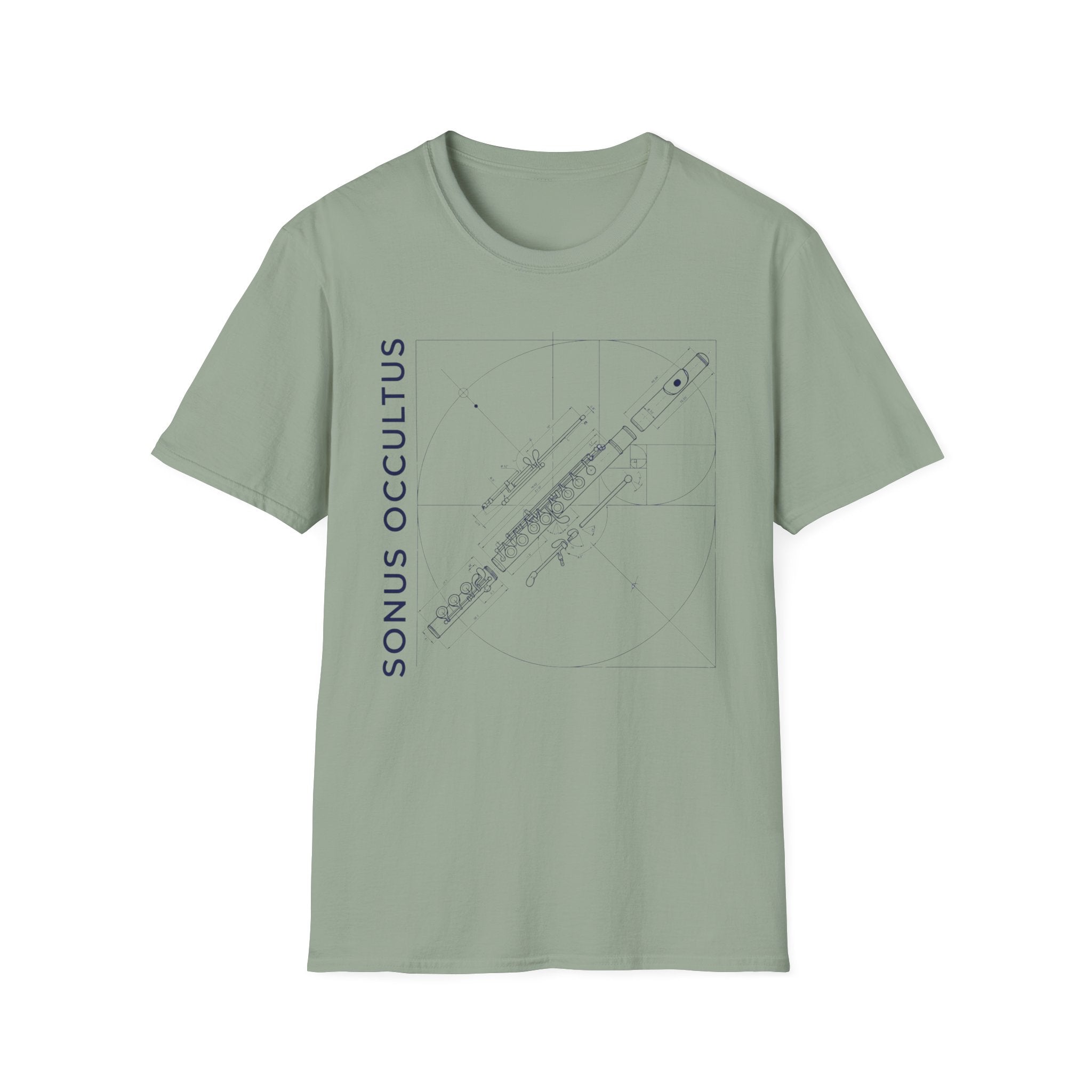 Flute Blueprint Tee — Sonus Occultus Minimalist Musician T-Shirt