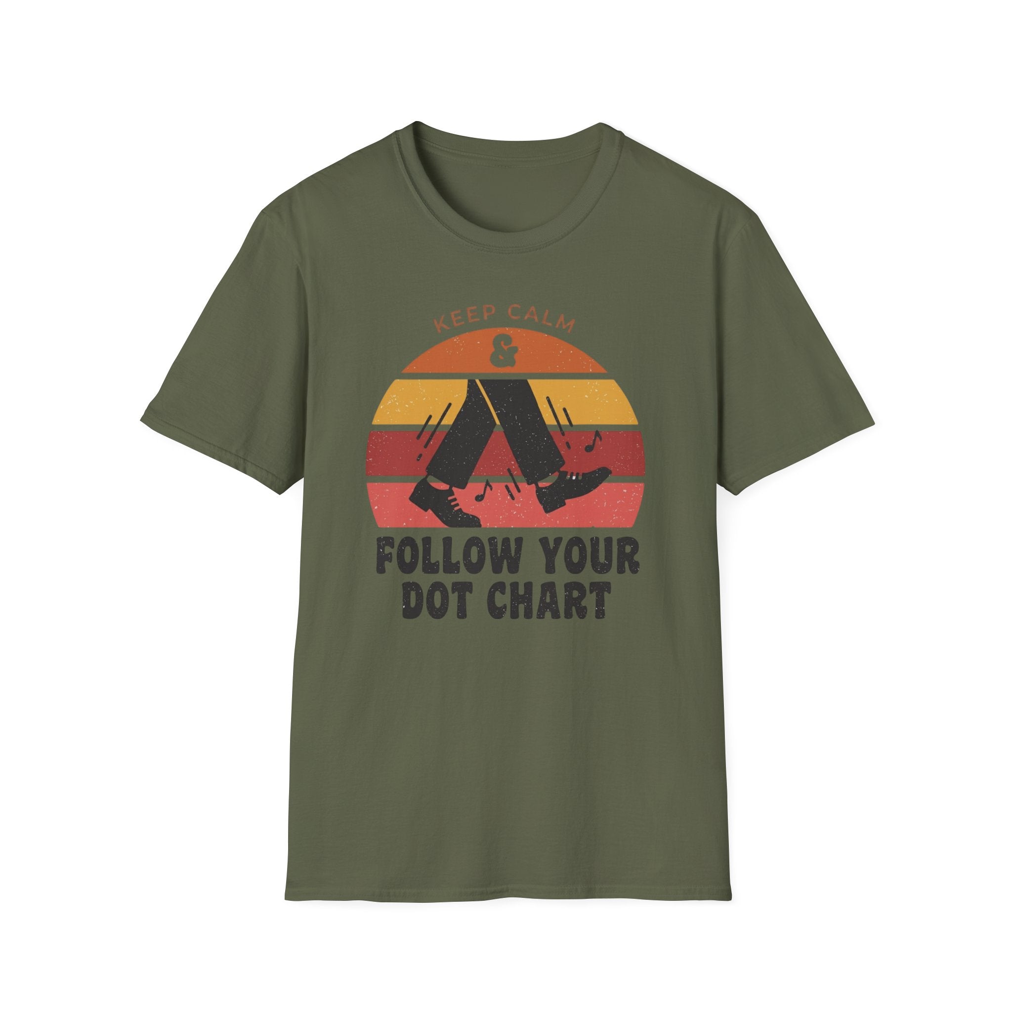Distressed Follow Your Dot Chart Sunset Tee