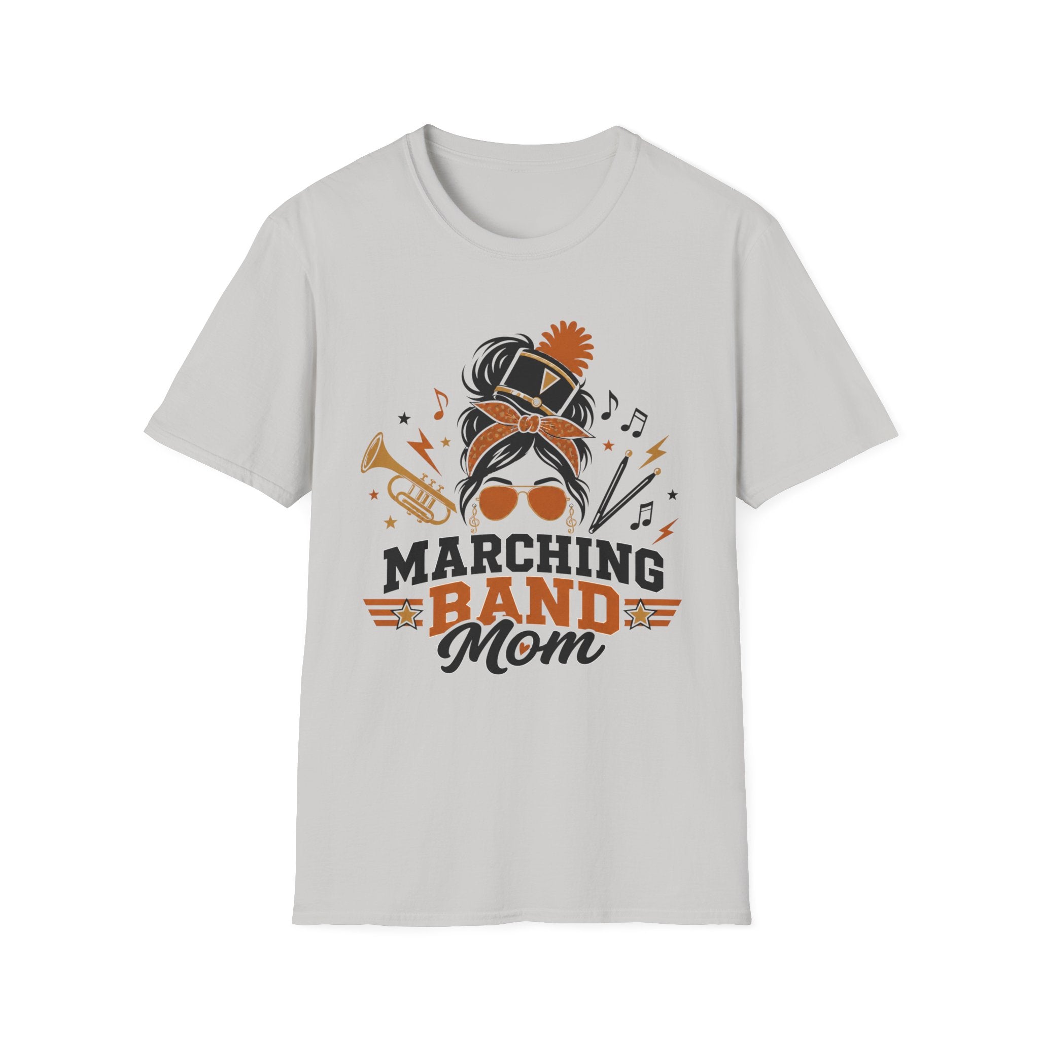 Orange Messy Bun Marching Band Mom Tee