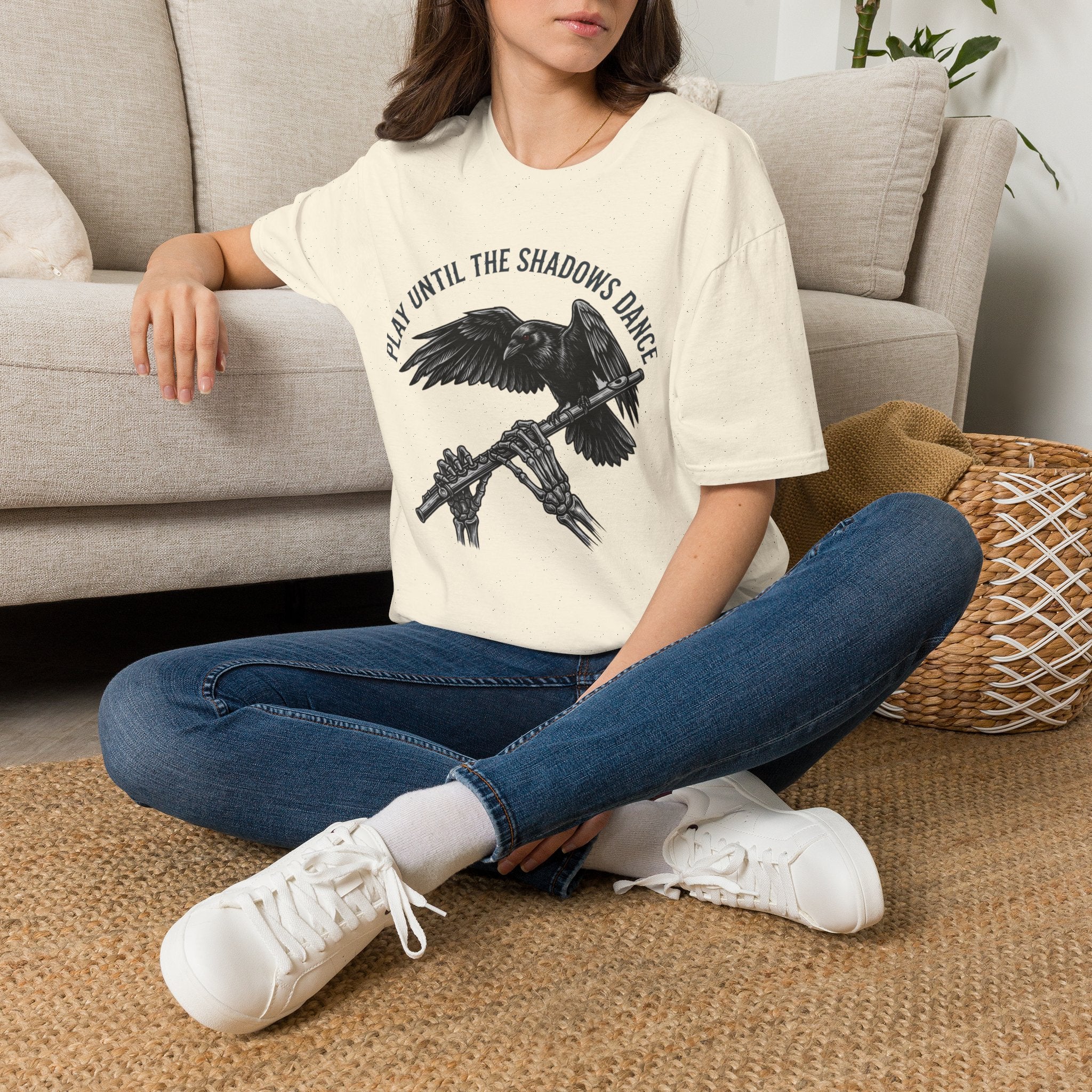 Flute 'Play Until the Shadows Dance' Raven Graphic Tee