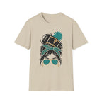 Teal Messy Bun Band Mom Headshot Tee