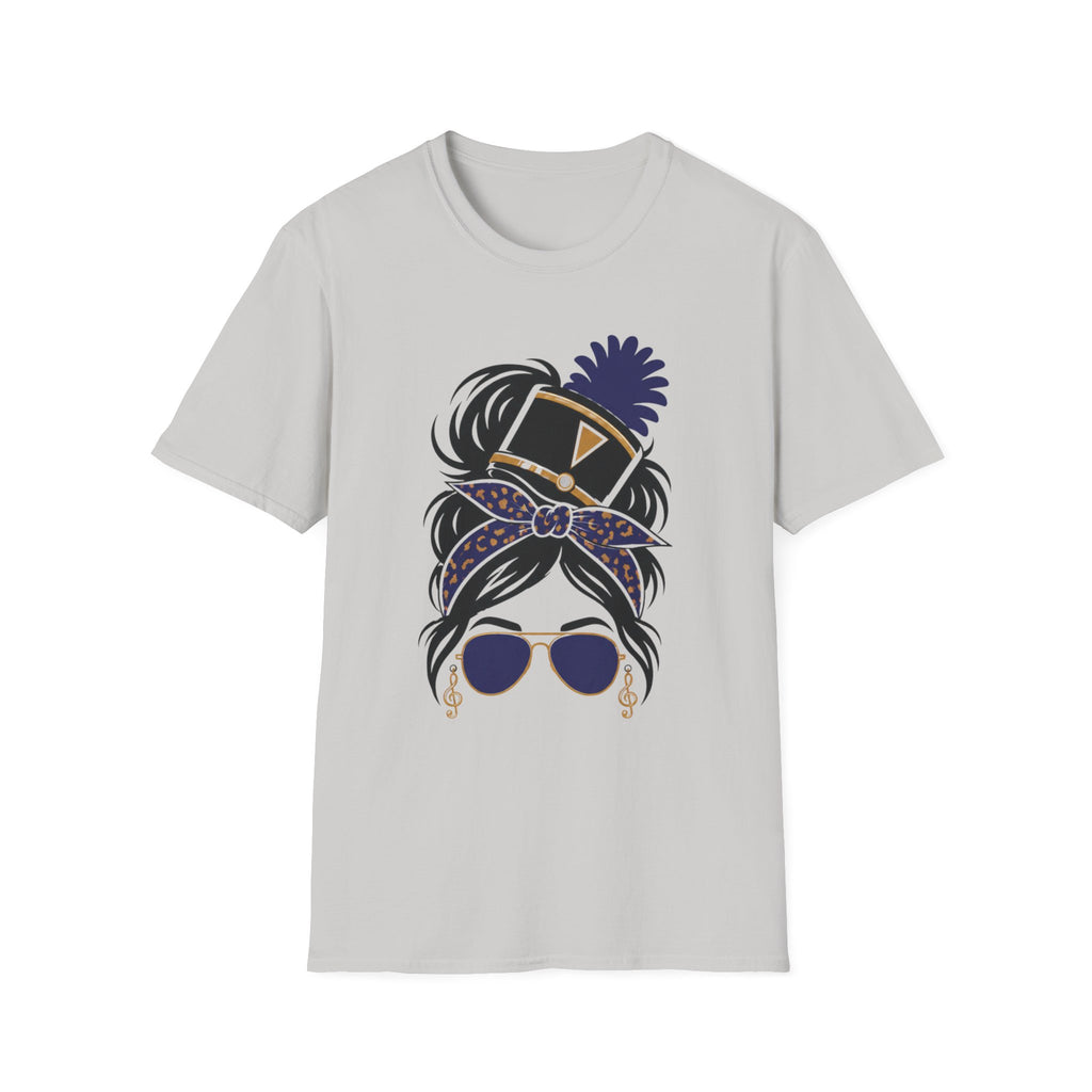 Blue Messy Bun Band Mom Headshot Tee