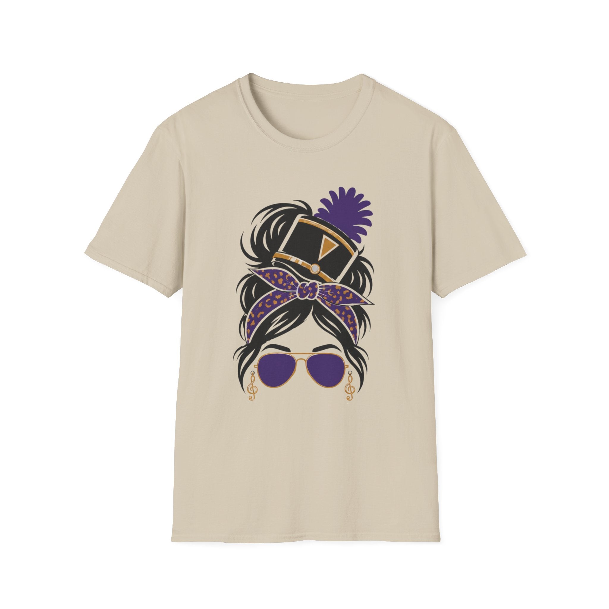 Purple Messy Bun Band Mom Headshot Tee