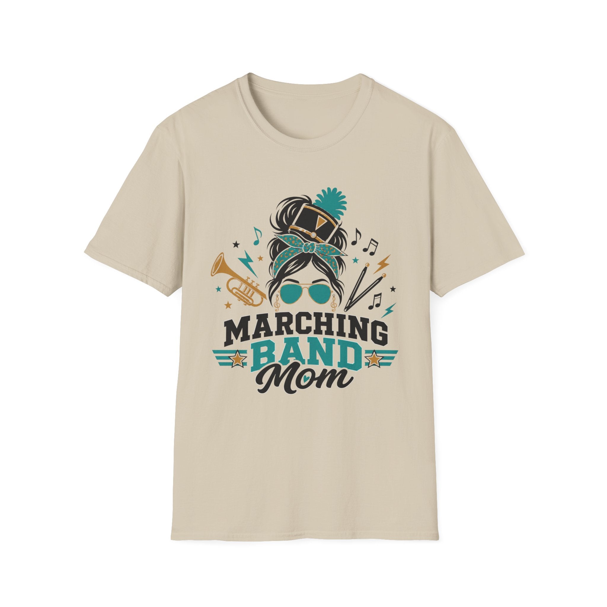 Teal Messy Bun Marching Band Mom Tee