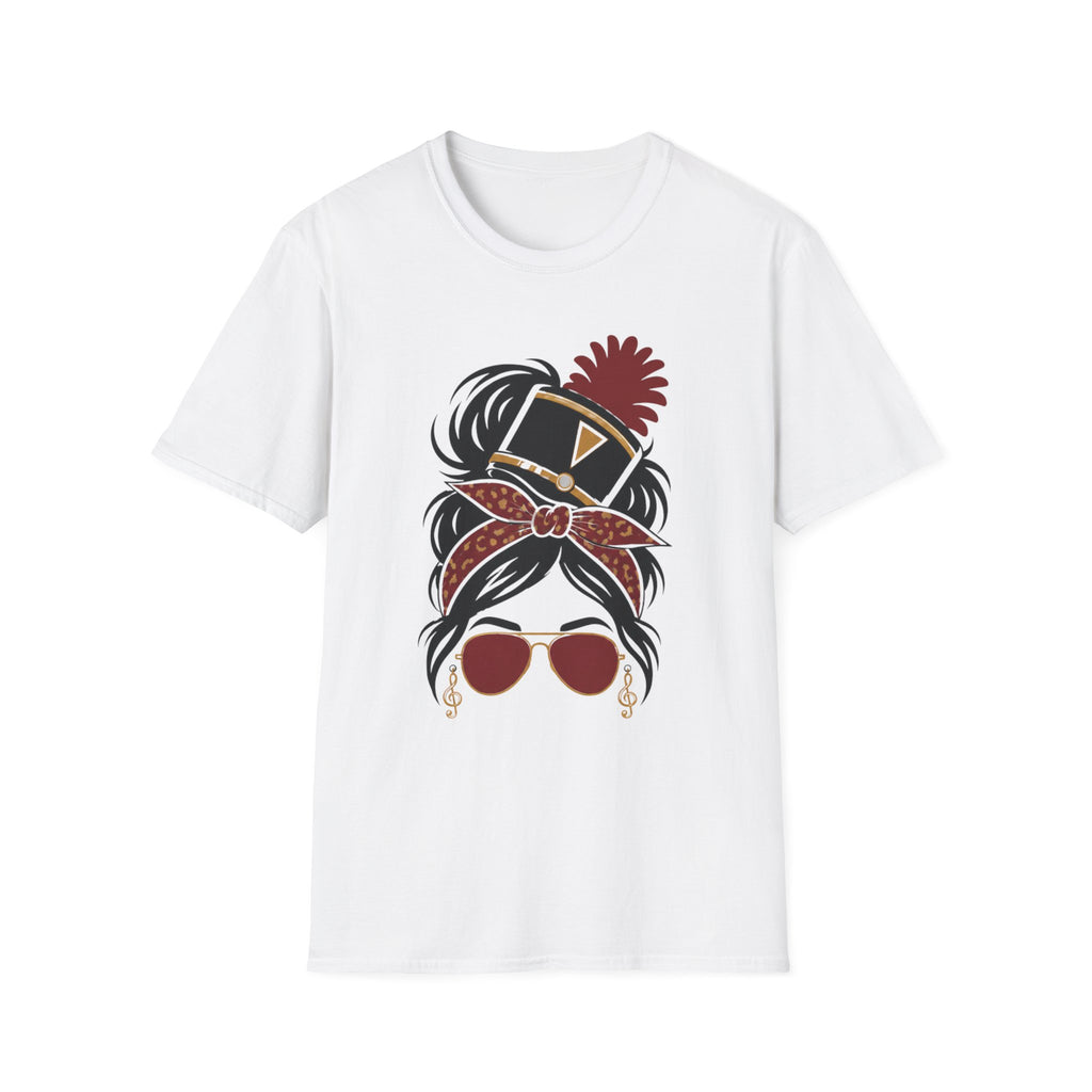Red Messy Bun Band Mom Headshot Tee