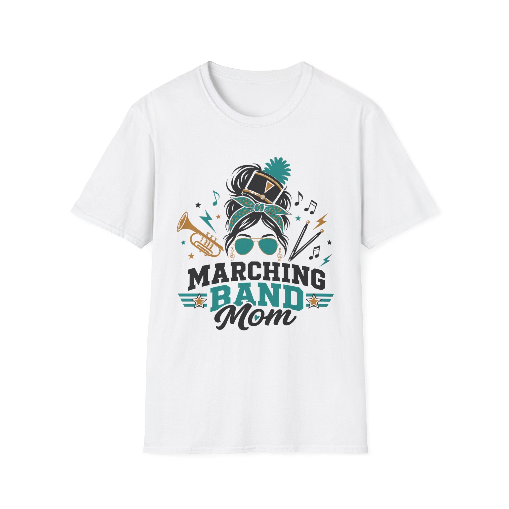Teal Messy Bun Marching Band Mom Tee