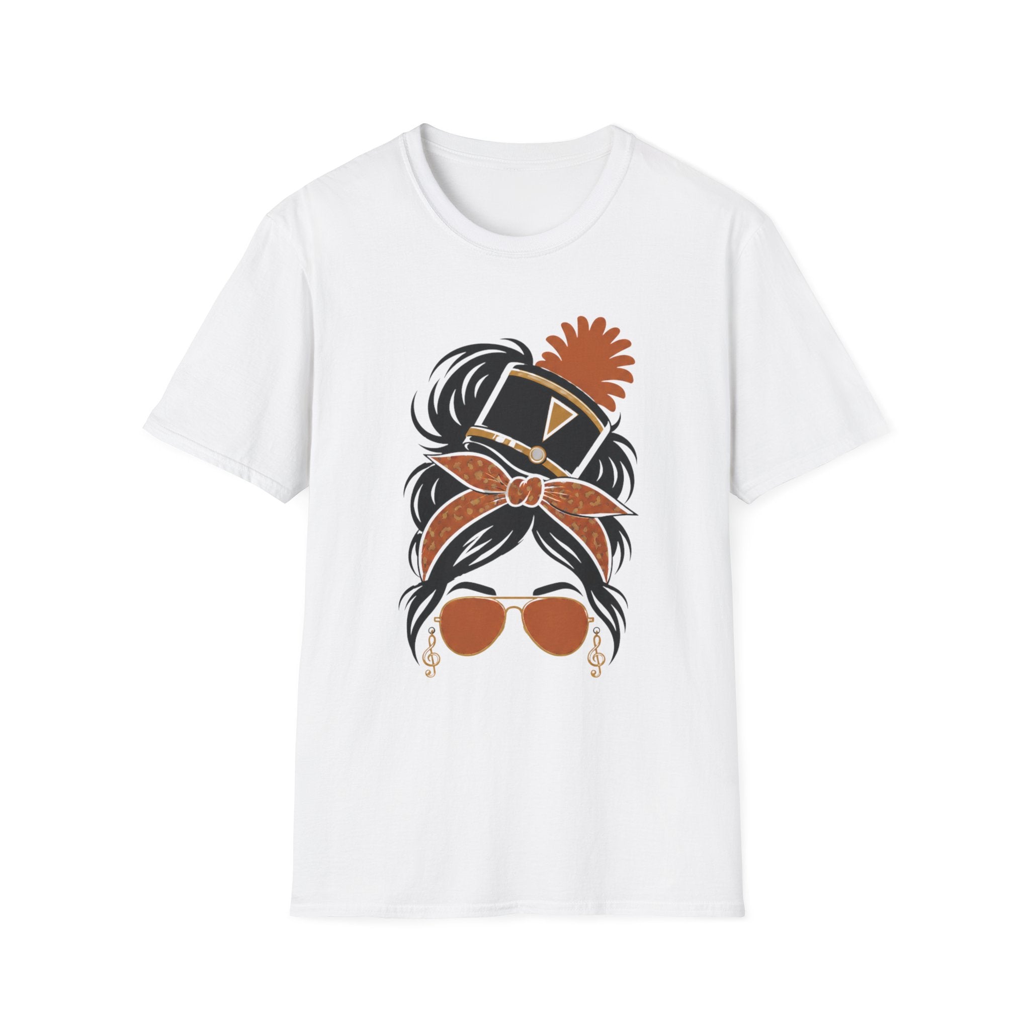Orange Messy Bun Band Mom Headshot Tee