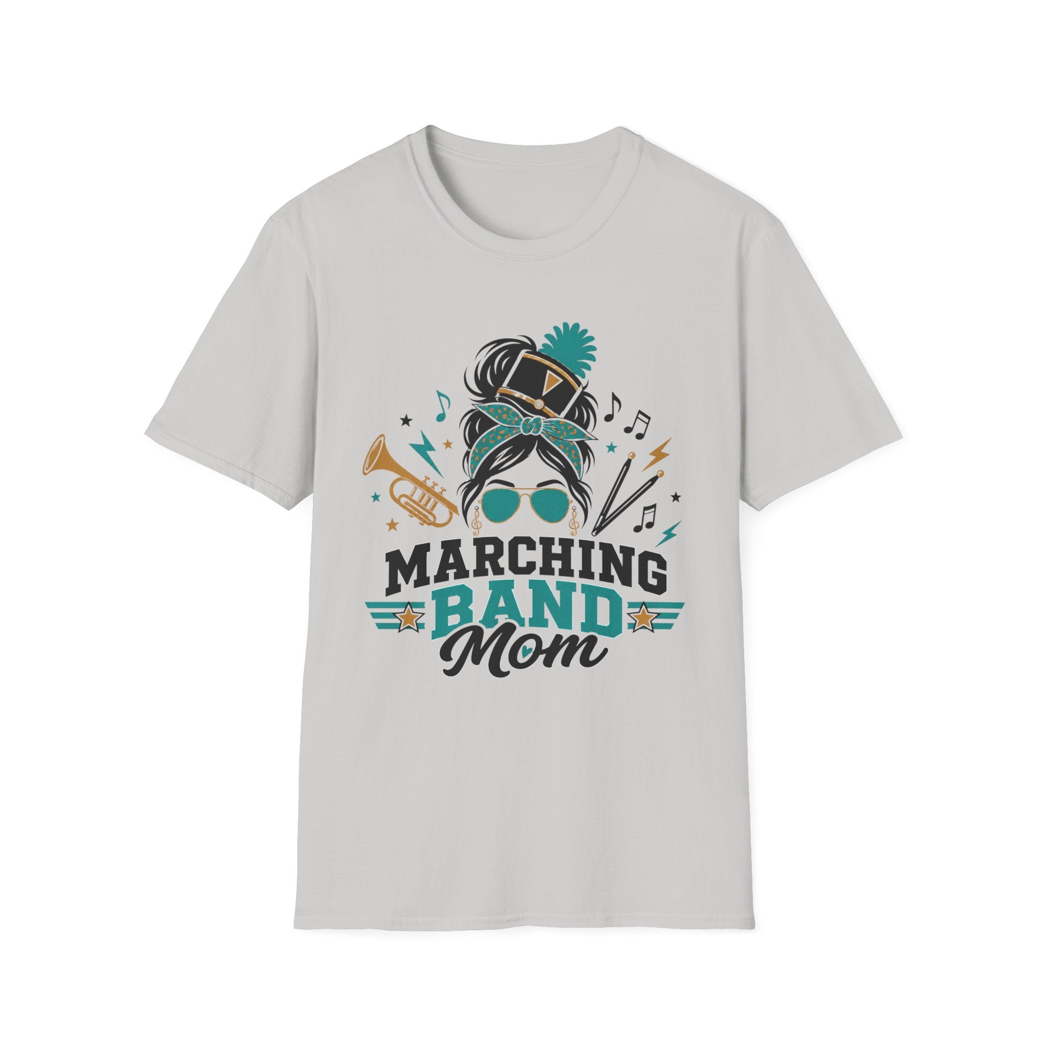 Teal Messy Bun Marching Band Mom Tee