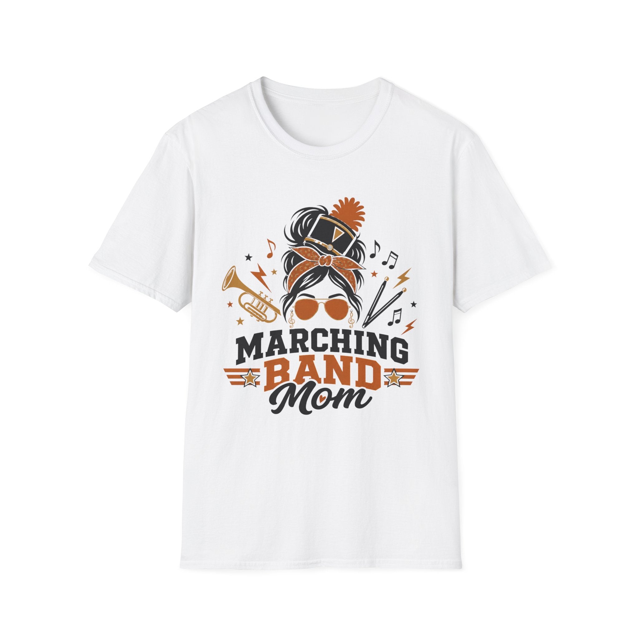 Orange Messy Bun Marching Band Mom Tee