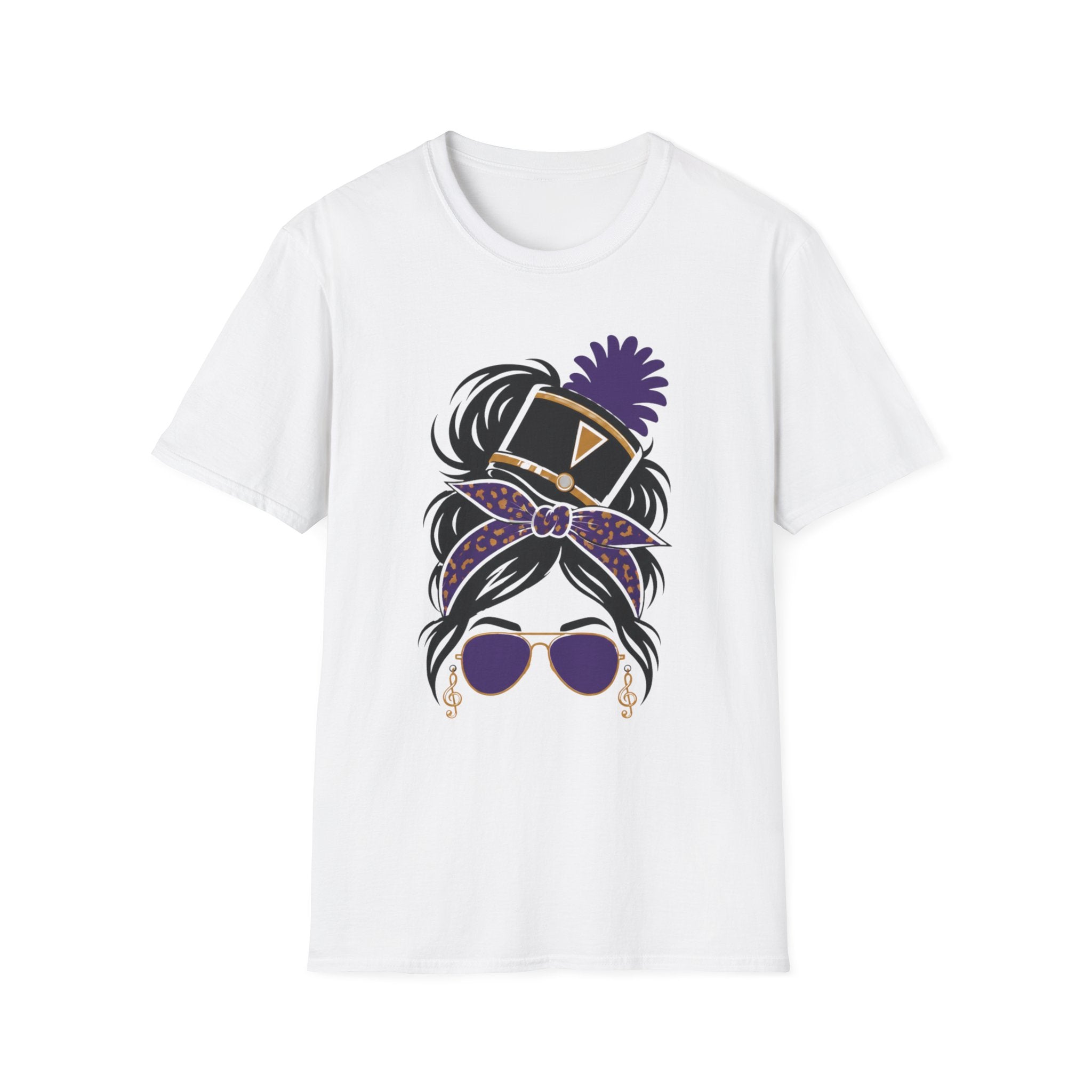 Purple Messy Bun Band Mom Headshot Tee