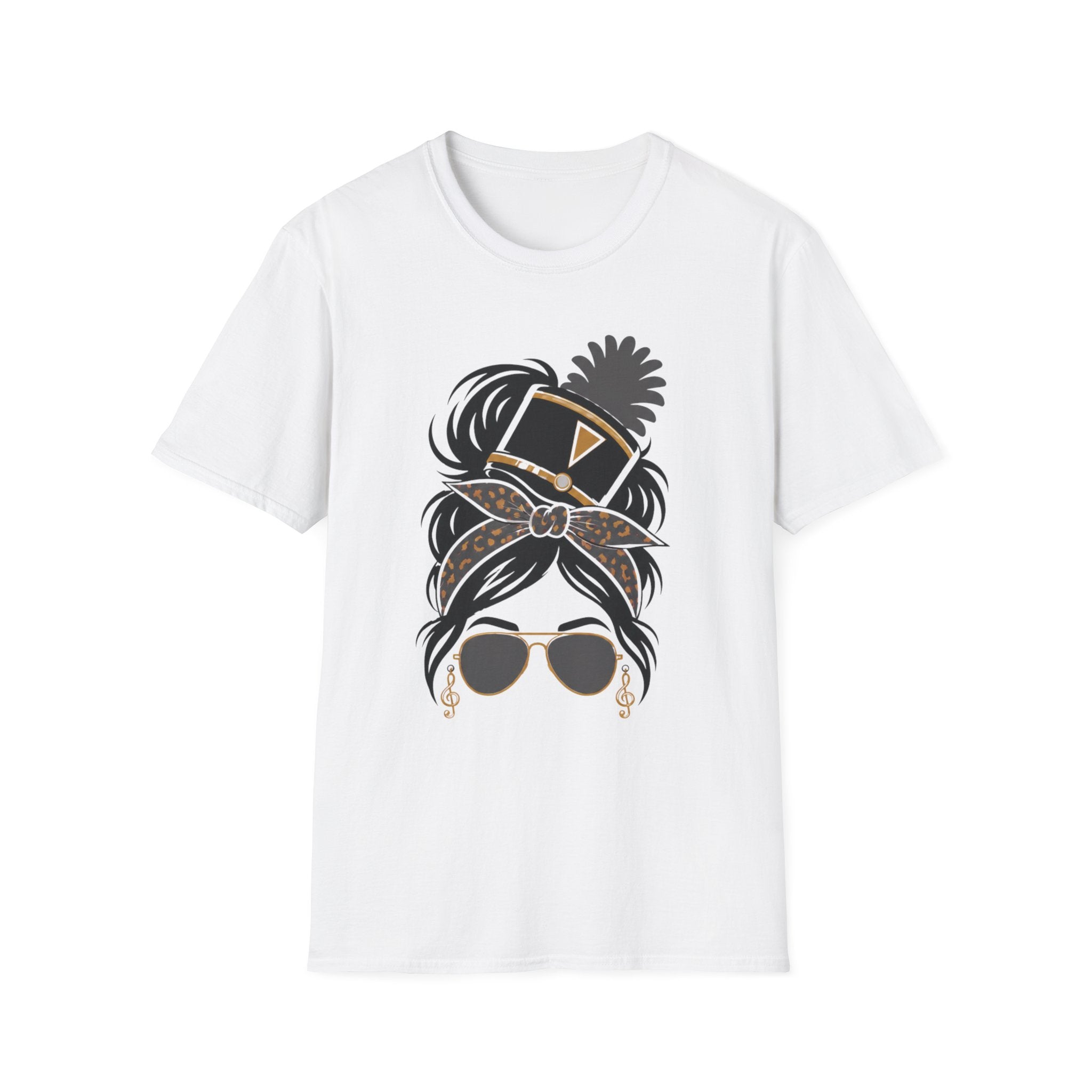 Gray Messy Bun Band Mom Headshot Tee