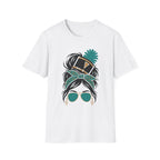 Teal Messy Bun Band Mom Headshot Tee