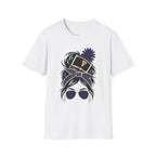 Blue Messy Bun Band Mom Headshot Tee