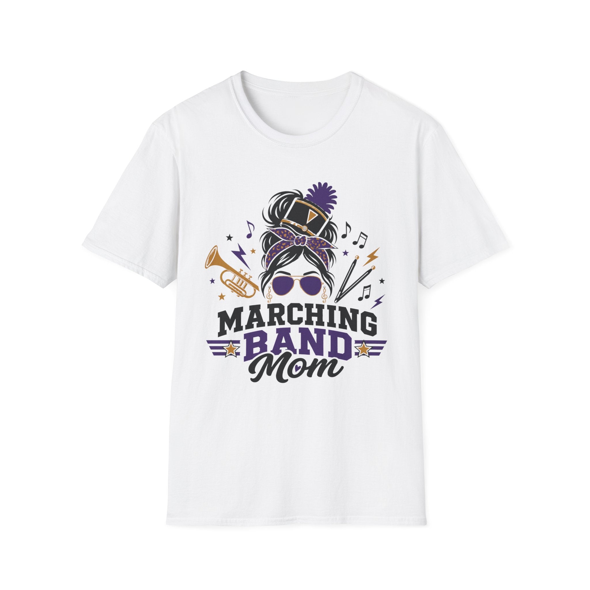 Purple Messy Bun Marching Band Mom Tee