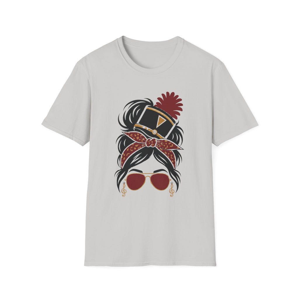 Red Messy Bun Band Mom Headshot Tee