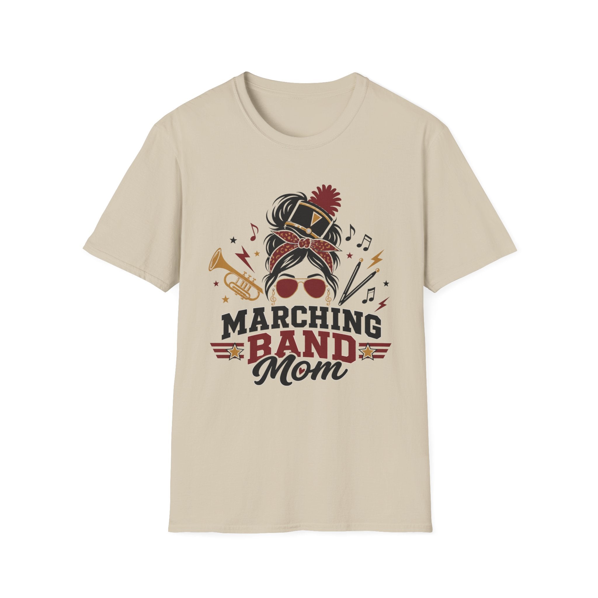 Red Messy Bun Marching Band Mom Tee