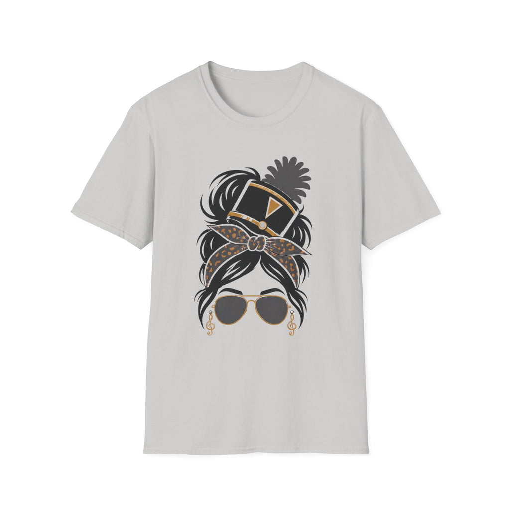 Gray Messy Bun Band Mom Headshot Tee