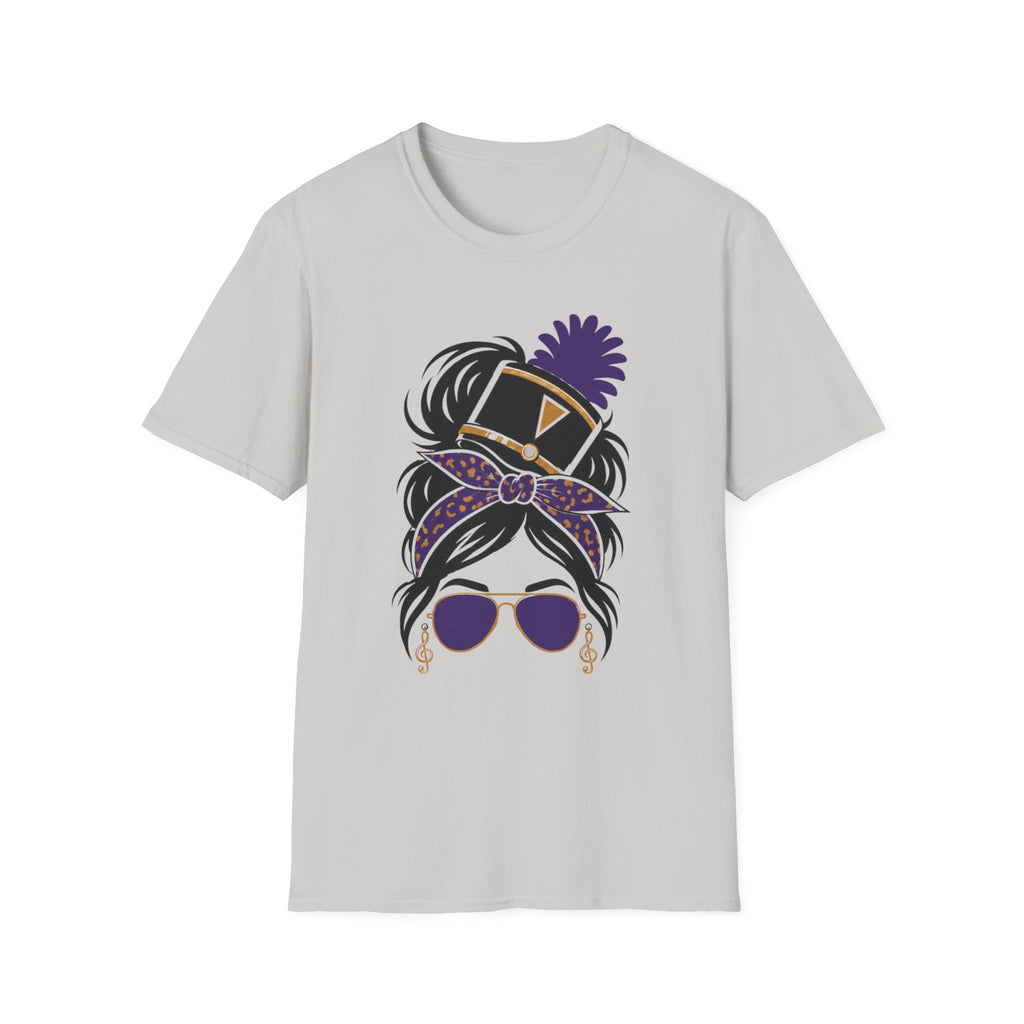 Purple Messy Bun Band Mom Headshot Tee