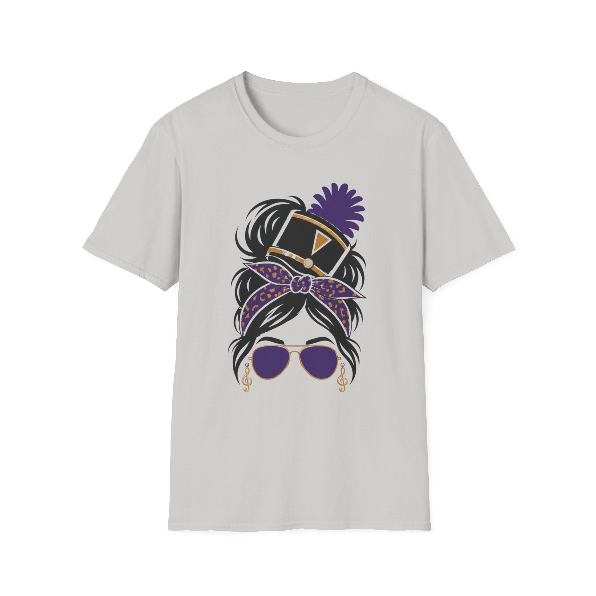 Purple Messy Bun Band Mom Headshot Tee