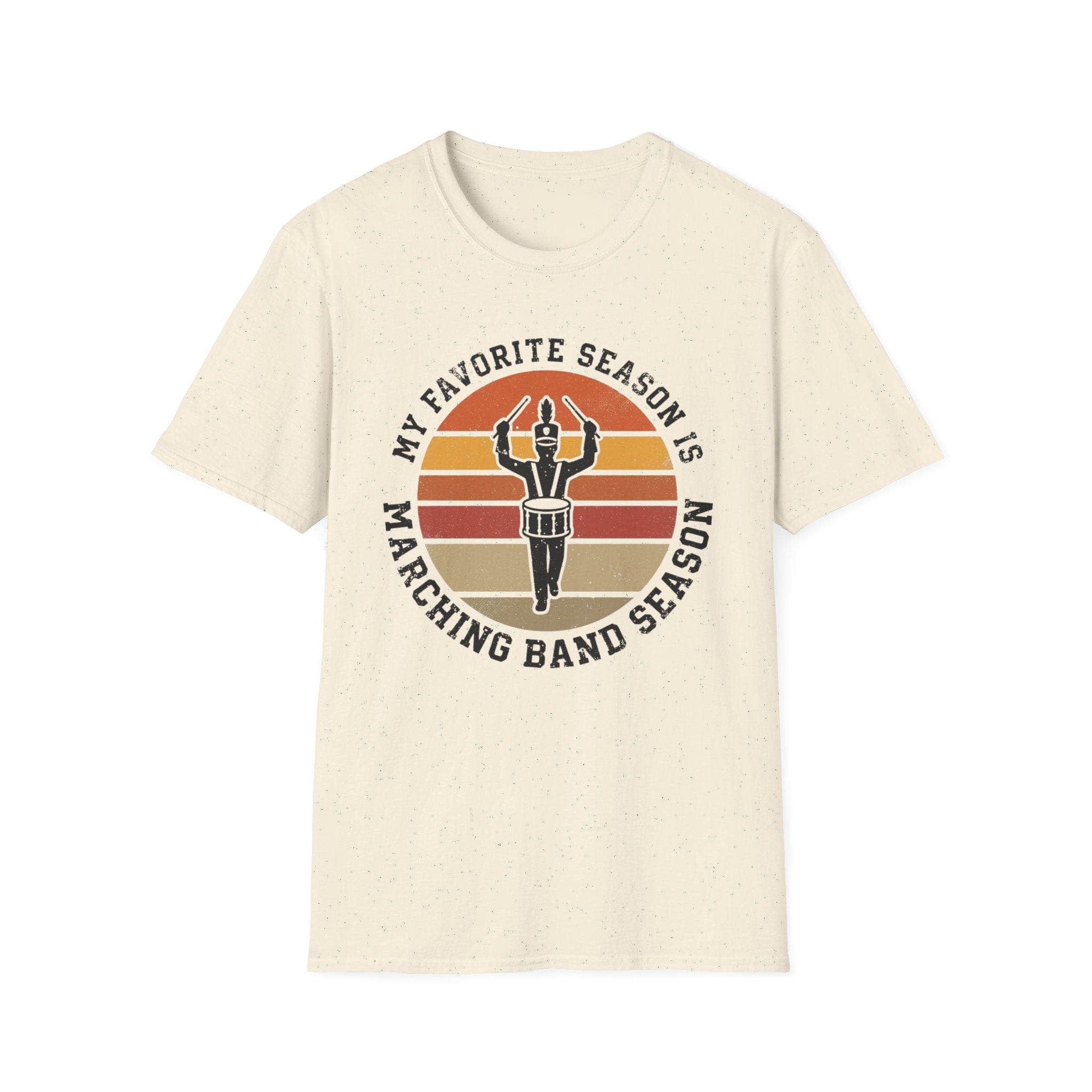 "My Favorite Season Is Marching Band Season" Retro Sunset Drumline Tee