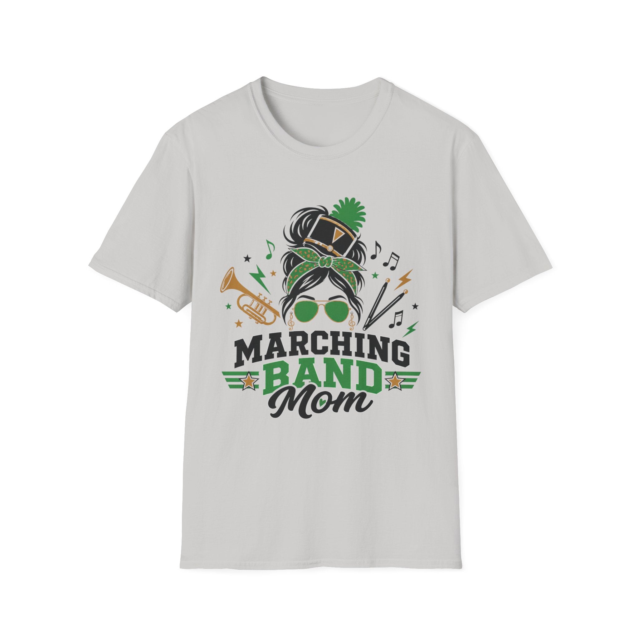 Green Messy Bun Marching Band Mom Tee