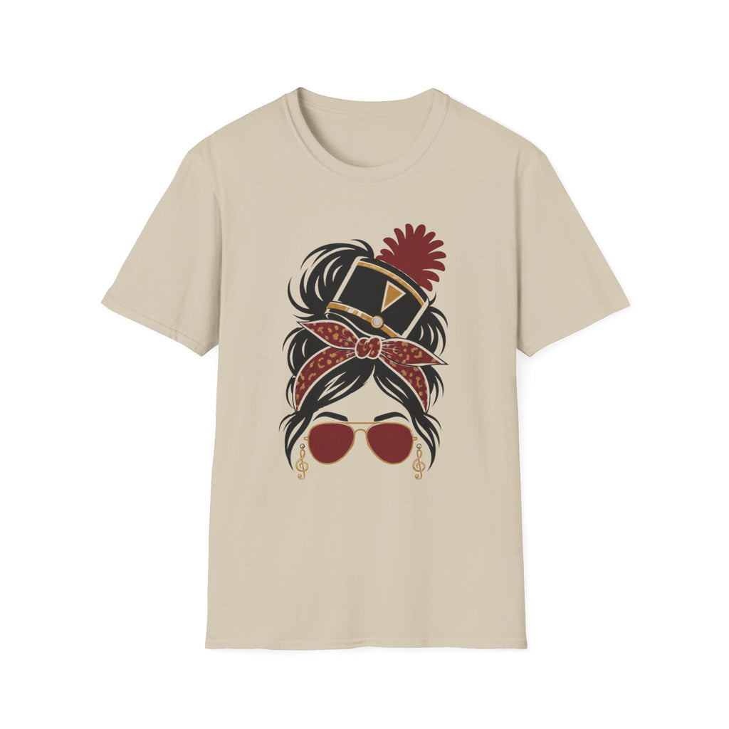 Red Messy Bun Band Mom Headshot Tee