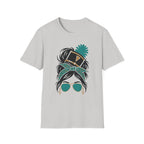 Teal Messy Bun Band Mom Headshot Tee
