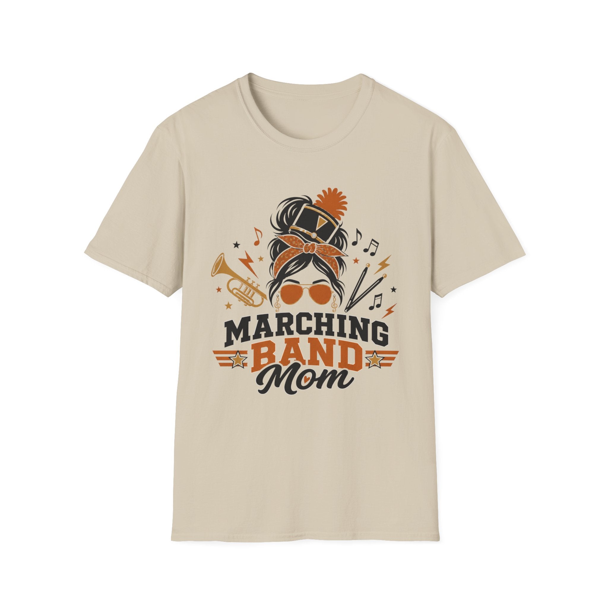 Orange Messy Bun Marching Band Mom Tee