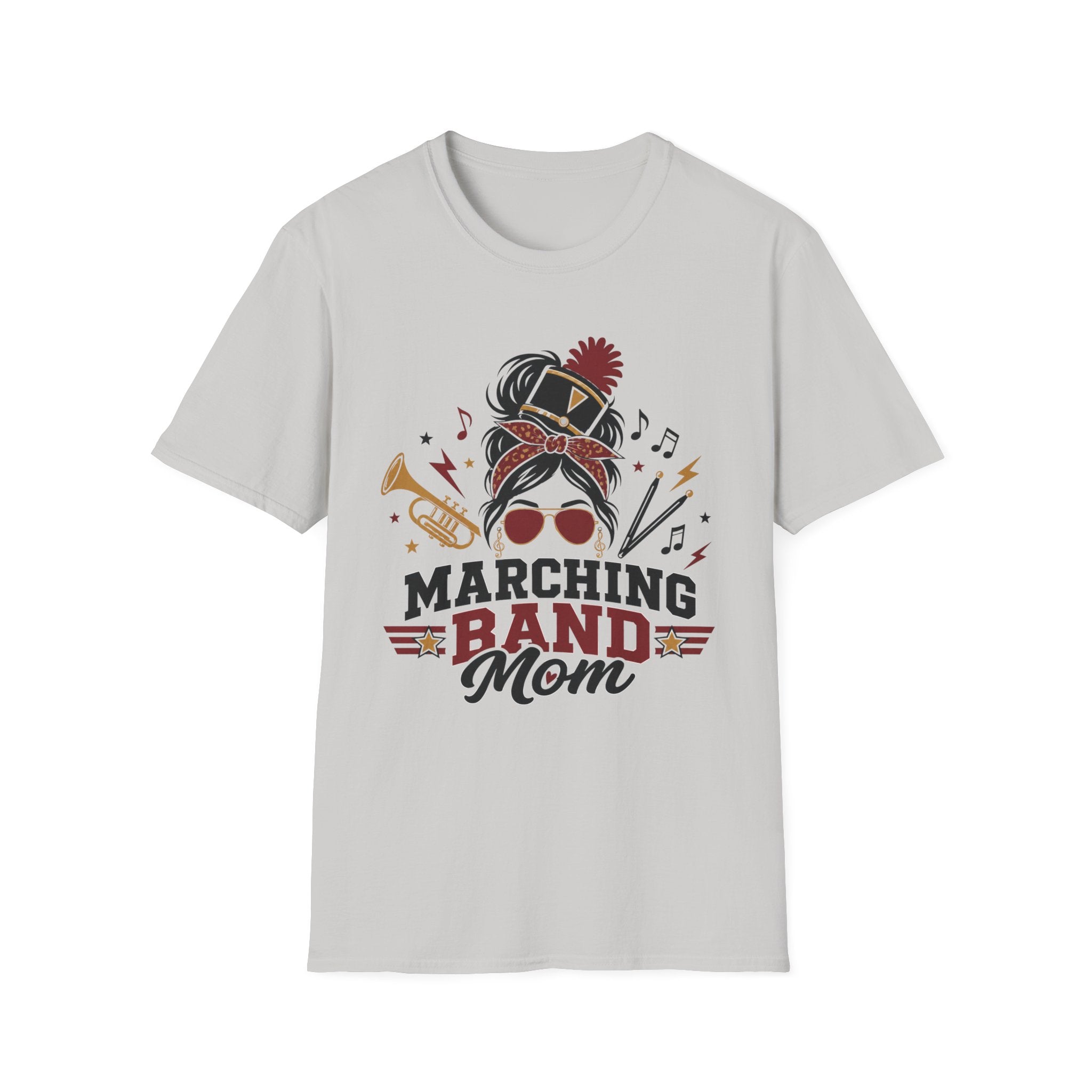 Red Messy Bun Marching Band Mom Tee