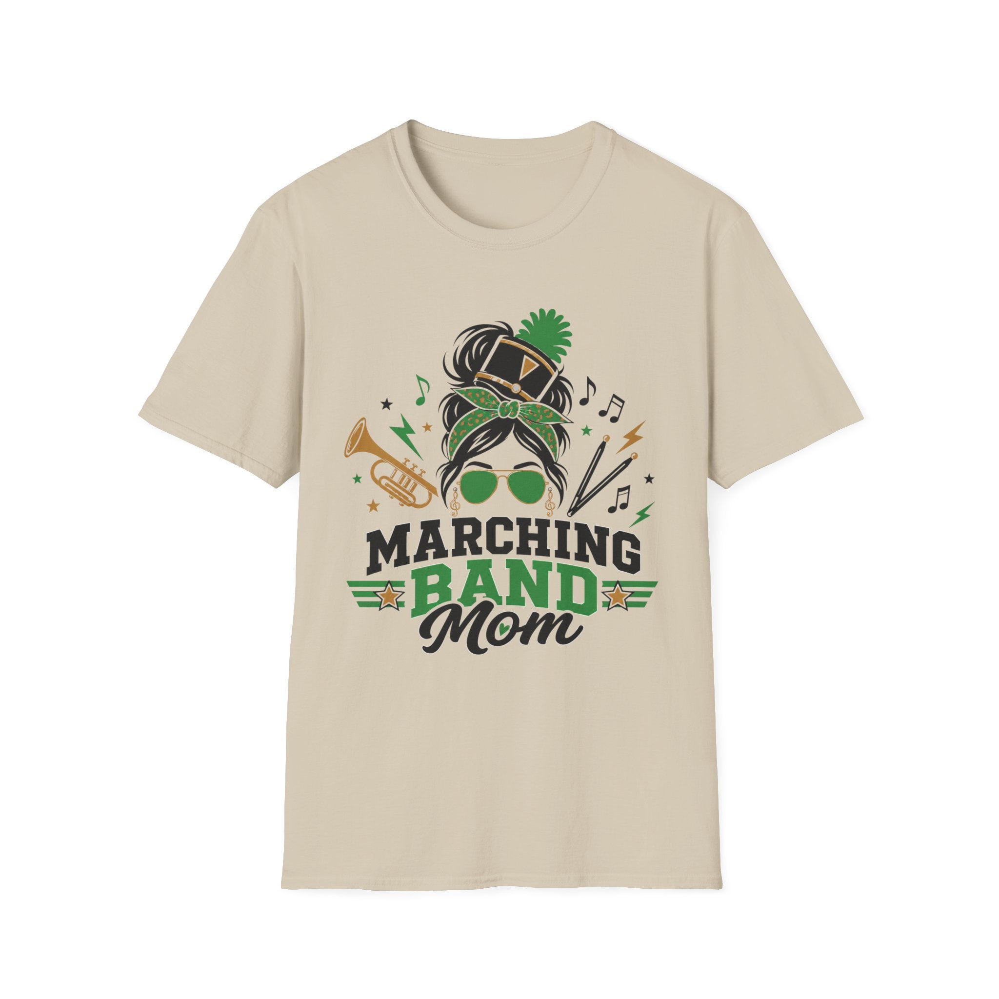 Green Messy Bun Marching Band Mom Tee